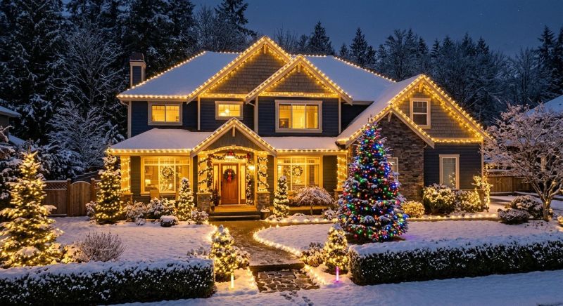 Christmas Lights Hanging in Olathe, KS